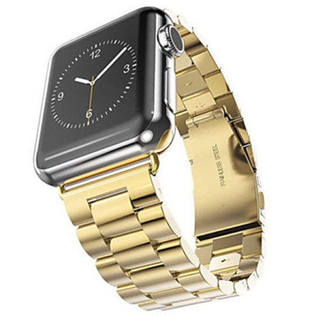 Bracelete Aço Stainless Lux + Ferramenta para Apple Watch Edition Series 7 - 45mm - Ouro