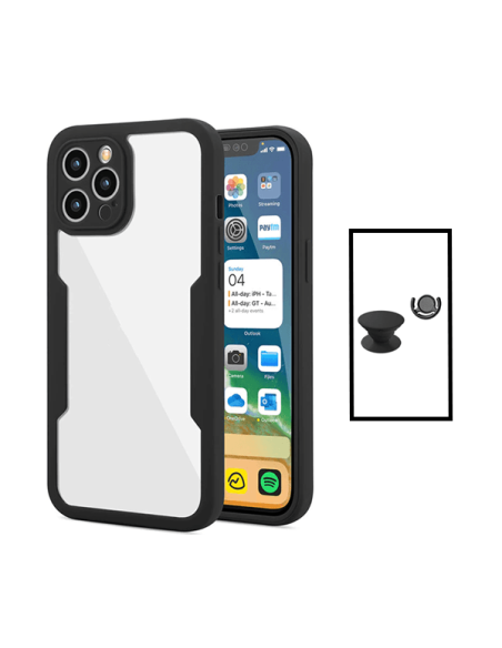 Kit Capa Anti-Crash 360 Protection + 1 GripHolder + 1 Suporte GripHolder Preto para Apple iPhone 14 Pro - Preto