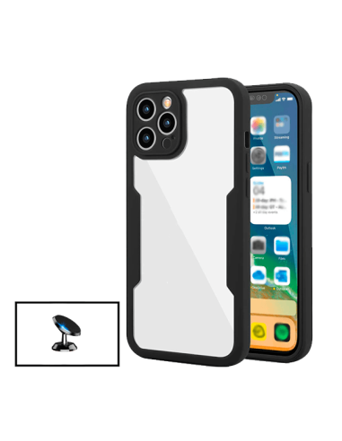 Kit Capa Anti-Crash 360 Protection + Suporte Magnético de Carro para Apple iPhone 14 - Preto