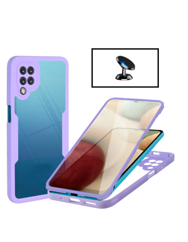 Kit Capa Anti-Crash 360 Protection + Suporte Magnético de Carro para Samsung Galaxy A13 5G - Lilás