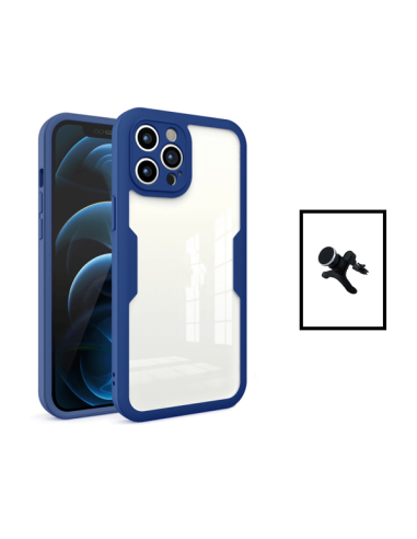 Kit Capa Anti-Crash 360 Protection + Suporte Magnético de Carro Reforçado para Apple iPhone 14 - Azul Escuro