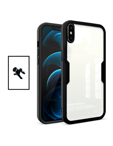 Kit Capa Anti-Crash 360 Protection + Suporte Magnético de Carro Reforçado para Apple iPhone XS - Preto