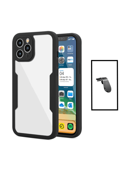 Kit Capa Anti-Crash 360 Protection + Suporte Magnético L Safe Driving Carro para Apple iPhone 14 Pro Max - Preto