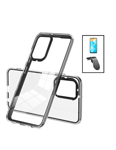 Kit Capa Doble Airbag Anti-Drop + Película de Hydrogel + Suporte L Safe Driving para Samsung Galaxy A13 - Transparente