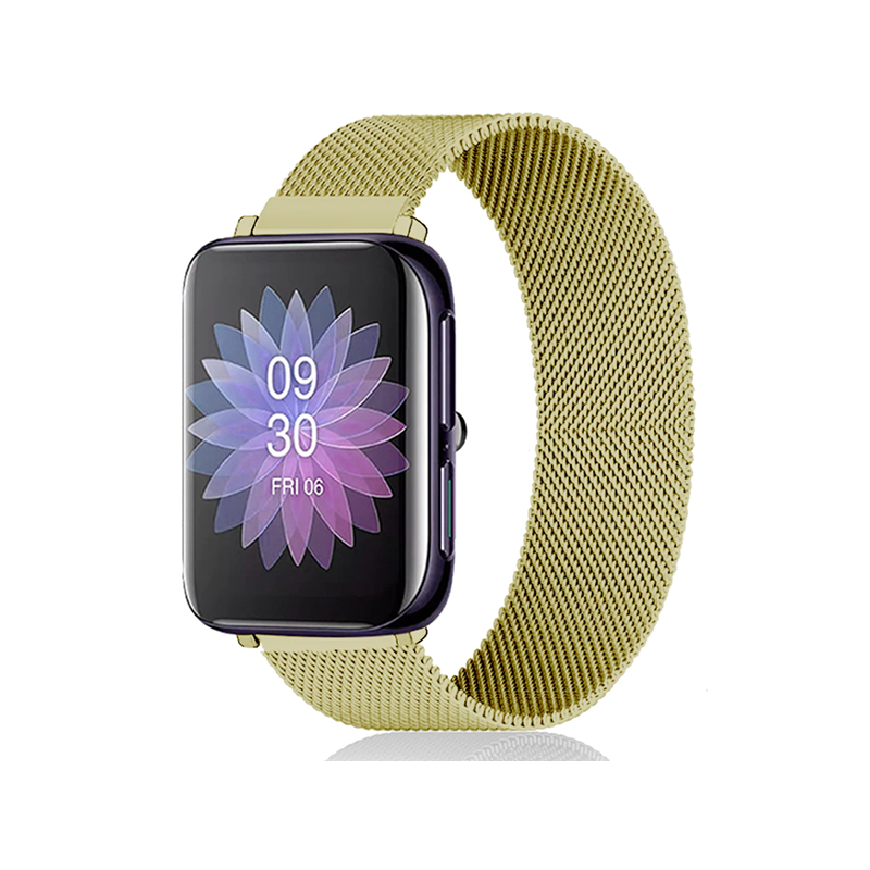 Bracelete Milanese Loop Fecho Magnético para Oppo Watch 2 42mm Wi-Fi - Ouro