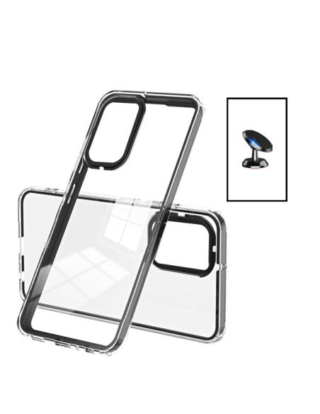 Kit Capa Doble Airbag Anti-Drop + Suporte Magnético de Carro para Samsung Galaxy A04s - Transparente