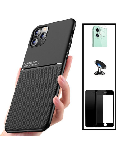 Kit Capa Magnetic Lux + 5D Full Cover + Película de Câmara + Suporte Magnético de Carro para iPhone 7