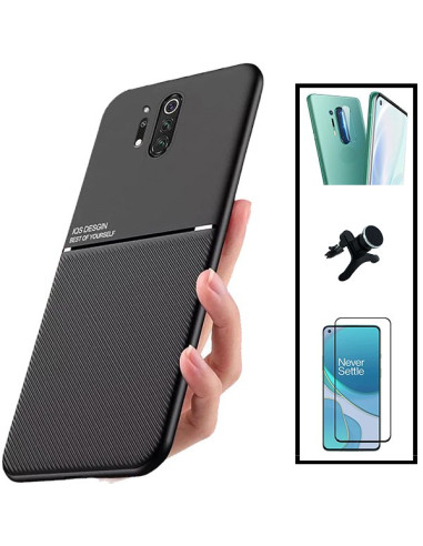 Kit Capa Magnetic Lux + 5D Full Cover + Película de Câmara + Suporte Magnético de Carro Reforçado para onePlus 8 Pro