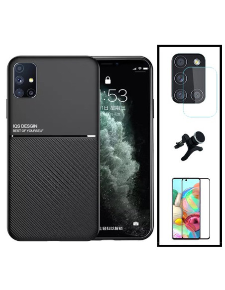 Kit Capa Magnetic Lux + 5D Full Cover + Película de Câmara + Suporte Magnético de Carro Reforçado para Samsung Galaxy A51