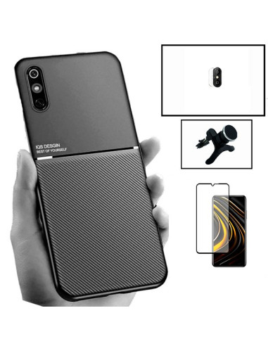 Kit Capa Magnetic Lux + 5D Full Cover + Película de Câmara + Suporte Magnético de Carro Reforçado para Xiaomi Redmi 9A