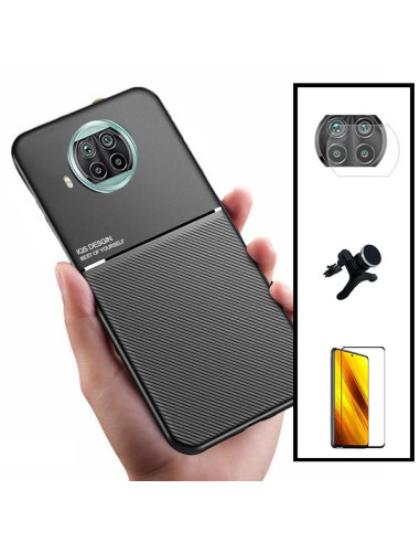 Kit Capa Magnetic Lux + 5D Full Cover + Película de Câmara + Suporte Magnético de Carro Reforçado para Xiaomi Redmi K30s