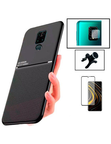 Kit Capa Magnetic Lux + 5D Full Cover + Película de Câmara + Suporte Magnético de Carro Reforçado para Xiaomi Redmi Note 9