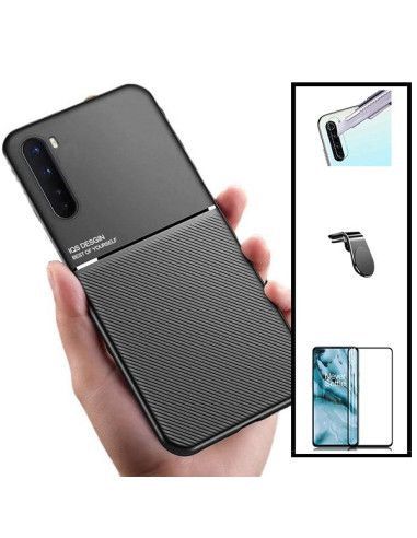 Kit Capa Magnetic Lux + 5D Full Cover + Película de Câmara + Suporte Magnético L Safe Driving para onePlus Nord