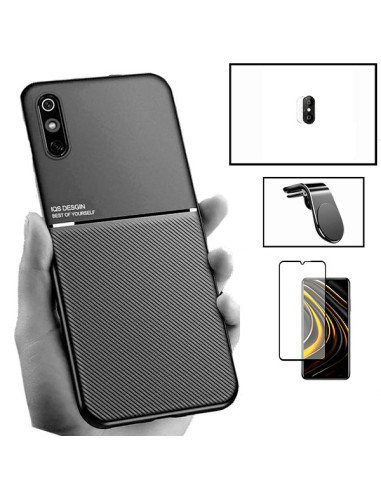 Kit Capa Magnetic Lux + 5D Full Cover + Película de Câmara + Suporte Magnético L Safe Driving para Xiaomi Redmi 9A