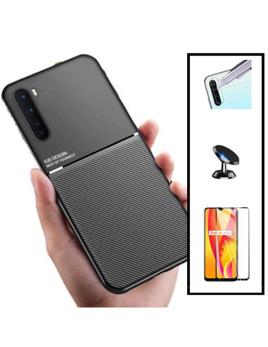 Kit Capa Magnetic Lux + 5D Full Cover + Película de Câmara Traseira + Suporte Magnético de Carro para Realme X3