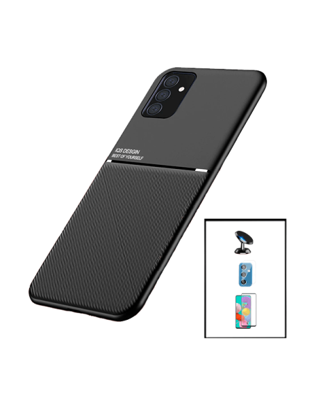 Kit Capa Magnetic Lux + 5D Full Cover + Película de Câmara Traseira + Suporte Magnético de Carro para Samsung Galaxy M52 5G