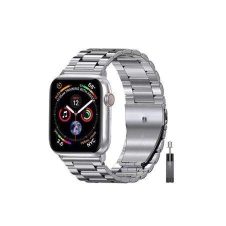 Bracelete Aço Stainless Lux + Ferramenta para Apple Watch SE (2022) - 44mm - Cinza