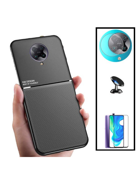 Kit Capa Magnetic Lux + 5D Full Cover + Película de Câmara Traseira + Suporte Magnético de Carro para Xiaomi Poco F2 Pro