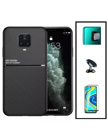 Kit Capa Magnetic Lux + 5D Full Cover + Película de Câmara Traseira + Suporte Magnético de Carro para Xiaomi Redmi Note 10 Lite