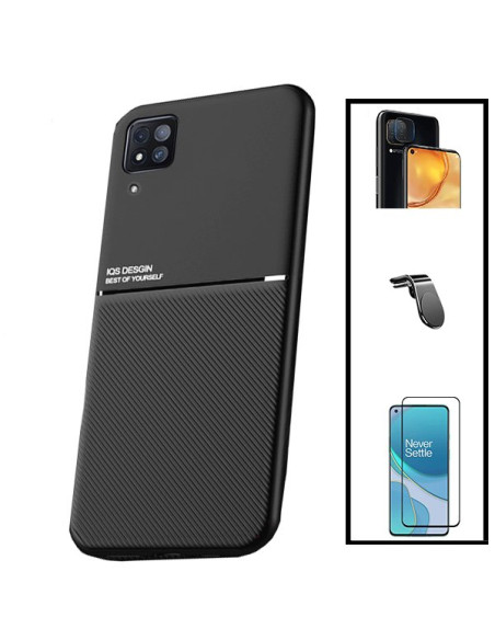 Kit Capa Magnetic Lux + 5D Full Cover + Película de Câmara Traseira + Suporte Magnético L Safe Driving para Huawei P40 Lite