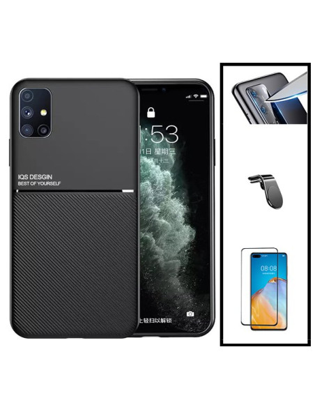 Kit Capa Magnetic Lux + 5D Full Cover + Película de Câmara Traseira + Suporte Magnético L Safe Driving para Huawei P40 Pro+