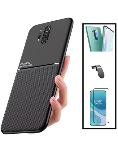 Kit Capa Magnetic Lux + 5D Full Cover + Película de Câmara Traseira + Suporte Magnético L Safe Driving para onePlus 8 Pro