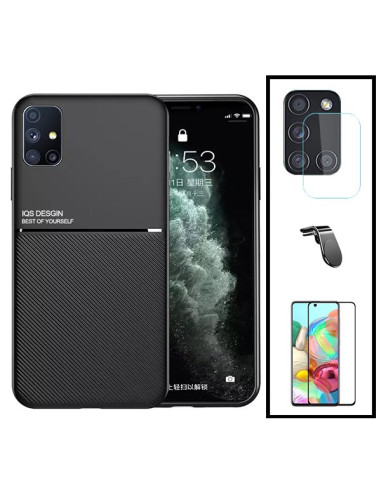 Kit Capa Magnetic Lux + 5D Full Cover + Película de Câmara Traseira + Suporte Magnético L Safe Driving para Samsung Galaxy M51