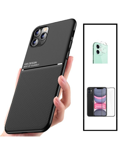 Kit Capa Magnetic Lux + 5D Full Cover + Película de Câmara Traseira para iPhone 11 Pro Max