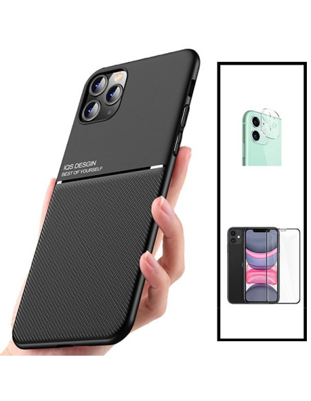 Kit Capa Magnetic Lux + 5D Full Cover + Película de Câmara Traseira para iPhone 11 Pro Max