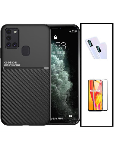 Kit Capa Magnetic Lux + 5D Full Cover + Película de Câmara Traseira para Samsung Galaxy M30s