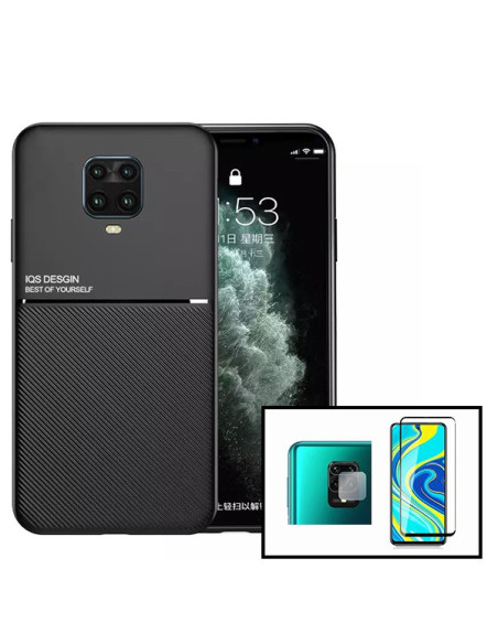 Kit Capa Magnetic Lux + 5D Full Cover + Película de Câmara Traseira para Xiaomi Redmi Note 9 Pro Max