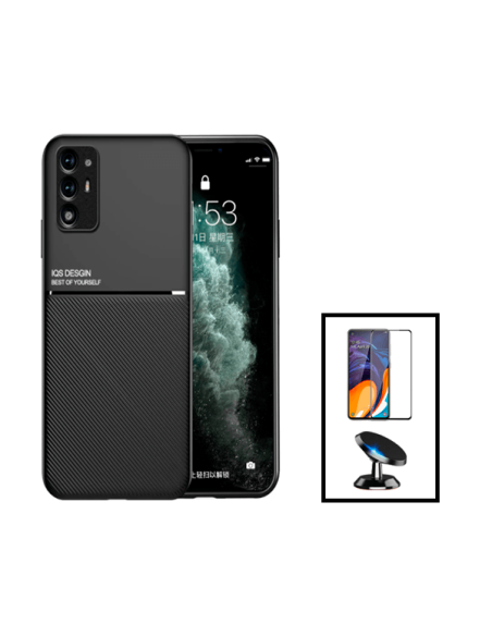 Kit Capa Magnetic Lux + 5D Full Cover + Suporte Magnético de Carro para Oppo F19 Pro+ 5G - Preto