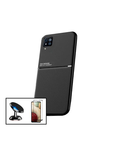 Kit Capa Magnetic Lux + 5D Full Cover + Suporte Magnético de Carro para Samsung Galaxy A12 Nacho