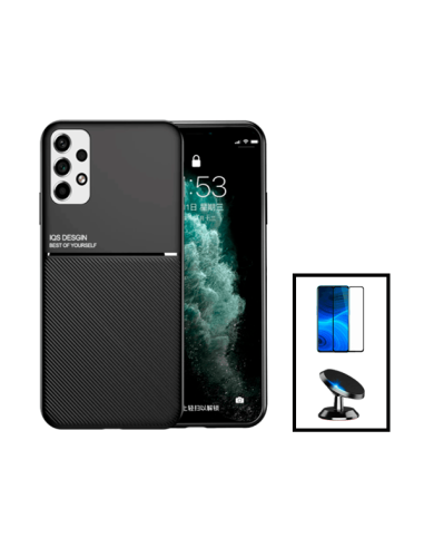 Kit Capa Magnetic Lux + 5D Full Cover + Suporte Magnético de Carro para Samsung Galaxy A13 - Preto