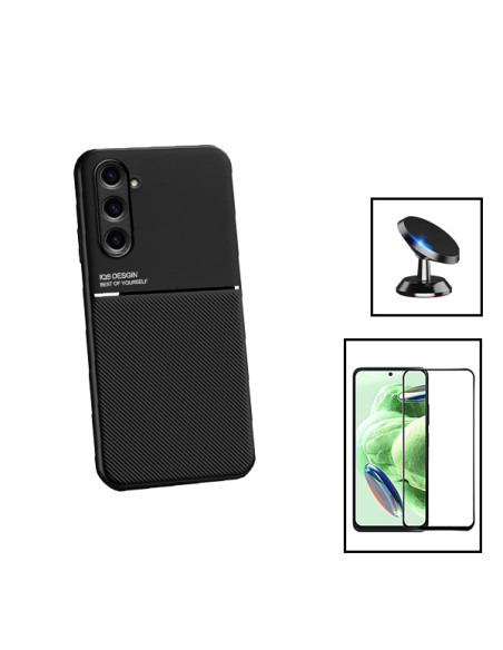 Kit Capa Magnetic Lux + 5D Full Cover + Suporte Magnético de Carro para Samsung Galaxy F34 5G - Preto