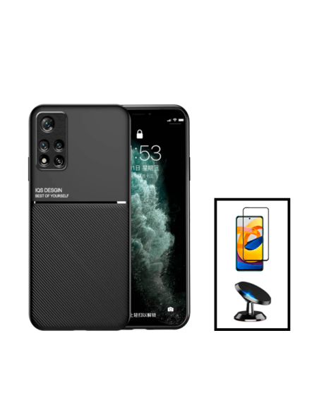 Kit Capa Magnetic Lux + 5D Full Cover + Suporte Magnético de Carro para Xiaomi 11i HyperCharge - Preto