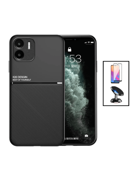 Kit Capa Magnetic Lux + 5D Full Cover + Suporte Magnético de Carro para Xiaomi Redmi A1 - Preto