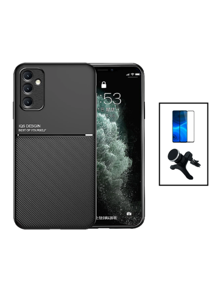 Kit Capa Magnetic Lux + 5D Full Cover + Suporte Magnético de Carro Reforçado para Samsung Galaxy A34 5G - Preto