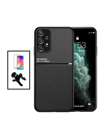 Kit Capa Magnetic Lux + 5D Full Cover + Suporte Magnético de Carro Reforçado para Samsung Galaxy A53 5G - Preto