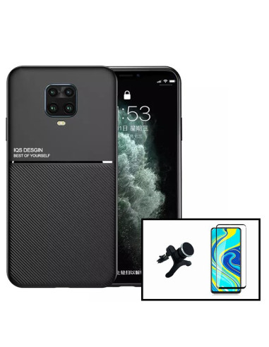 Kit Capa Magnetic Lux + 5D Full Cover + Suporte Magnético de Carro Reforçado para Xiaomi Redmi Note 10 Lite