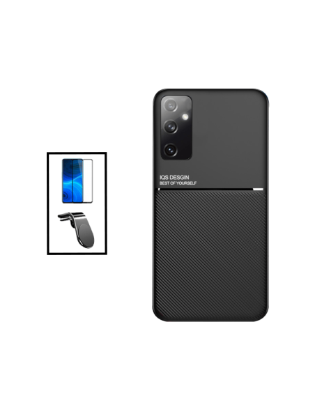 Kit Capa Magnetic Lux + 5D Full Cover + Suporte Magnético L Safe Driving para Samsung Galaxy M13 - Preto