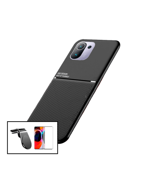 Kit Capa Magnetic Lux + 5D Full Cover + Suporte Magnético L Safe Driving para Xiaomi Mi 11 Pro