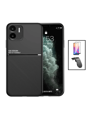 Kit Capa Magnetic Lux + 5D Full Cover + Suporte Magnético L Safe Driving para Xiaomi Redmi A1 - Preto