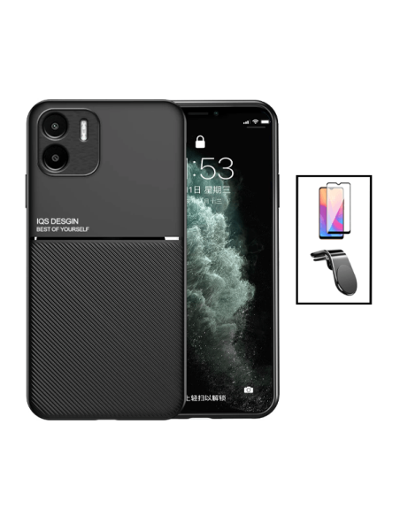 Kit Capa Magnetic Lux + 5D Full Cover + Suporte Magnético L Safe Driving para Xiaomi Redmi A1 - Preto