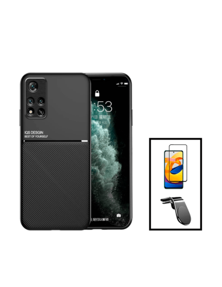 Kit Capa Magnetic Lux + 5D Full Cover + Suporte Magnético L Safe Driving para Xiaomi Redmi Note 11 Pro - Preto