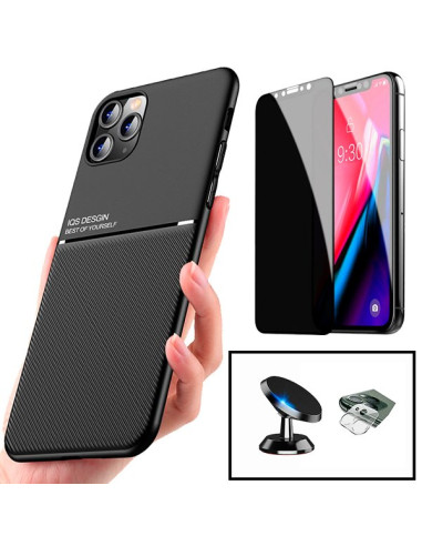 Kit Capa Magnetic Lux + Anti-Spy 5D Full Cover + Película de Câmara Traseira + Suporte Magnético de Carro para iPhone 13