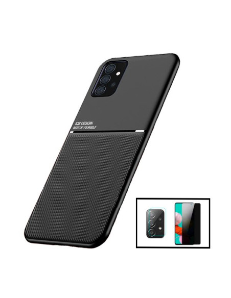 Kit Capa Magnetic Lux + Anti-Spy 5D Full Cover + Película de Câmara Traseira para Samsung Galaxy A52