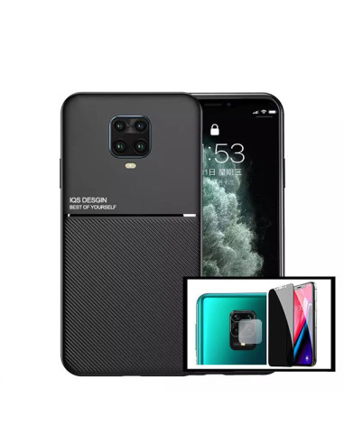 Kit Capa Magnetic Lux + Anti-Spy 5D Full Cover + Película de Câmara Traseira para Xiaomi Redmi Note 9 Pro Max