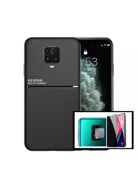 Kit Capa Magnetic Lux + Anti-Spy 5D Full Cover + Película de Câmara Traseira para Xiaomi Redmi Note 9 Pro Max