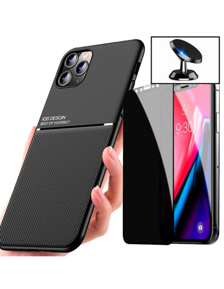 Kit Capa Magnetic Lux + Anti-Spy 5D Full Cover + Suporte Magnético de Carro para iPhone 13 Pro Max